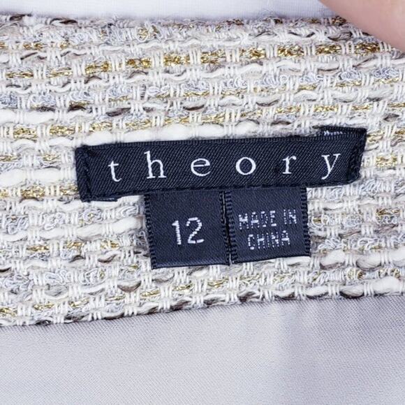 Theory Tweed Metallic Thread Cosmita Mini Skirt Womens 12 - Picture 3 of 6
